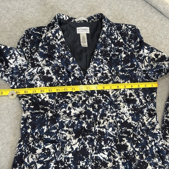 VINTAGE VILLAGER Liz Claiborne Womens Blazer Sz 12 Geometric Floral Stretch Y2K - Picture 5 of 10